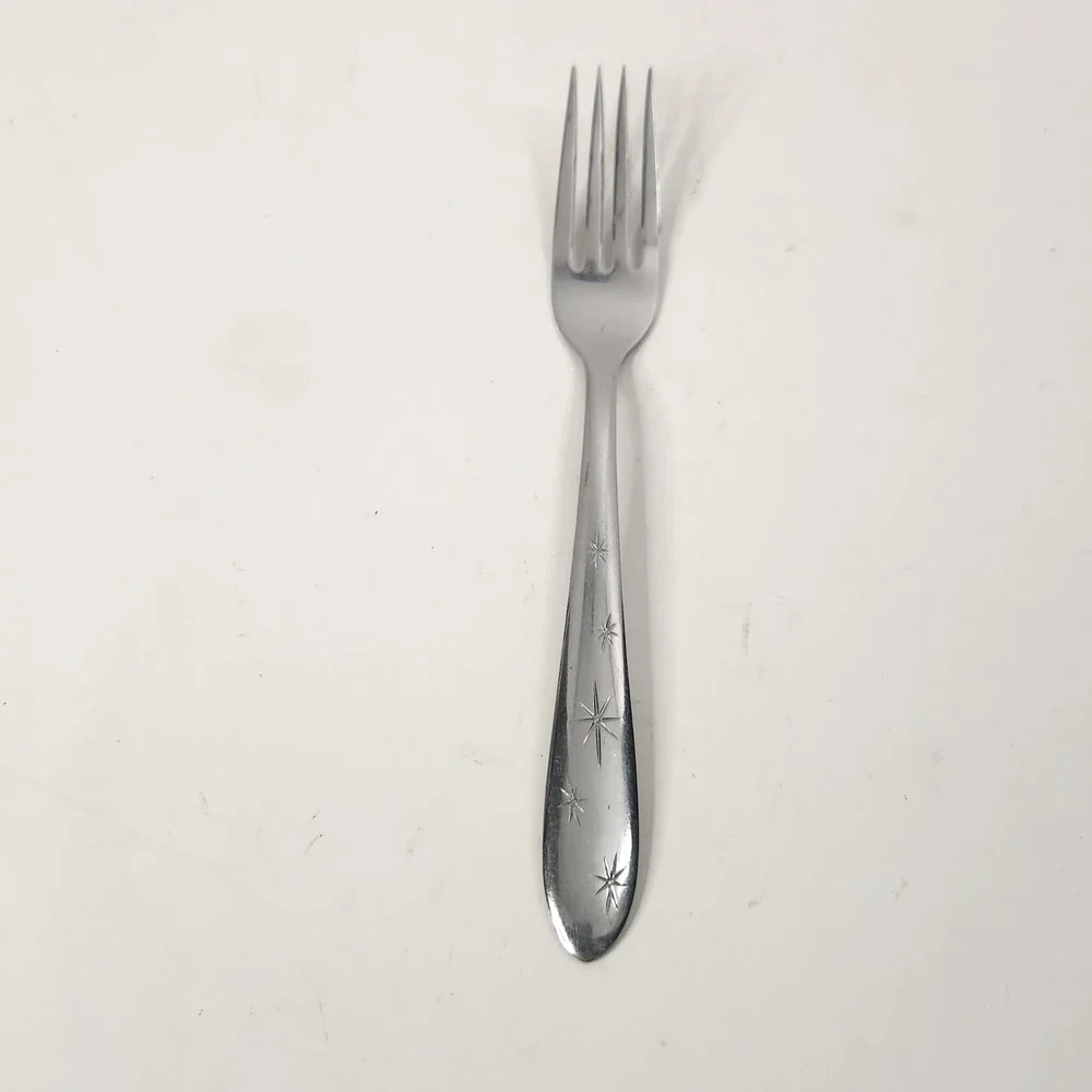 Vintage Utica Cutlery Atomic Starburst Stainless Dinner Fork USA MCM UT153